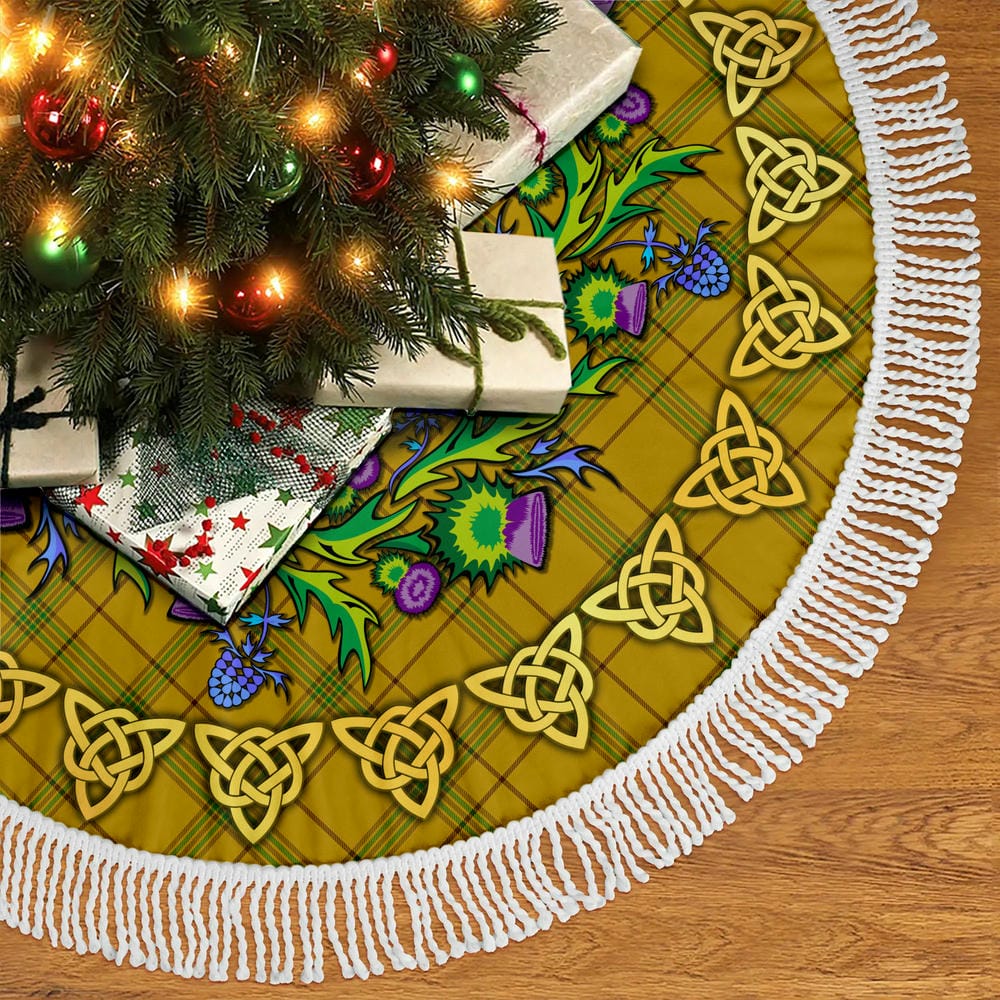 Scottish Houston Tartan Thistle Celtic Knot Christmas Tree Skirt - Image 5