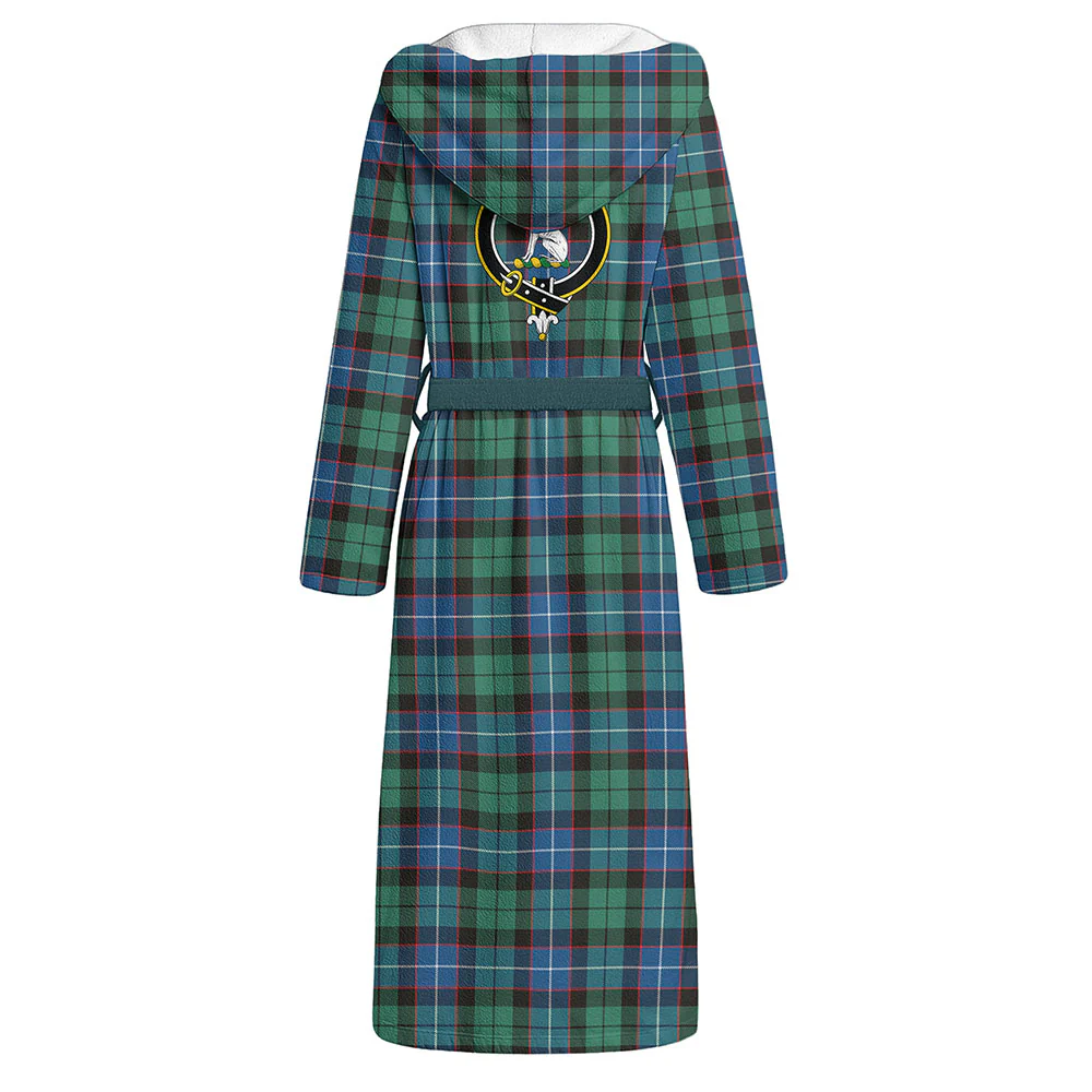 Scottish Hunter Ancient Clan Badge Tartan Flannel Hooded Bathrobe - Image 3