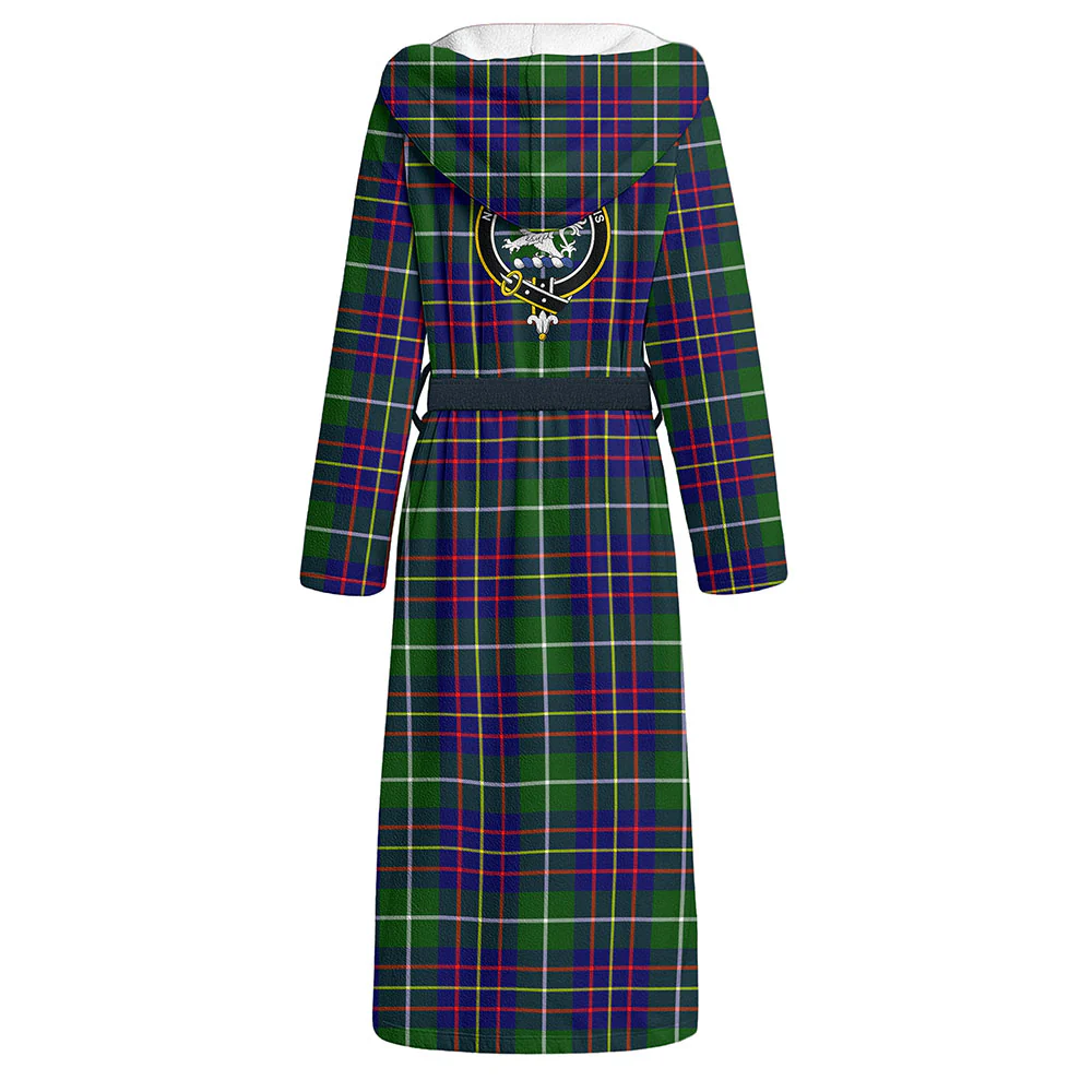 Scottish Inglis Modern Clan Badge Tartan Flannel Hooded Bathrobe - Image 3