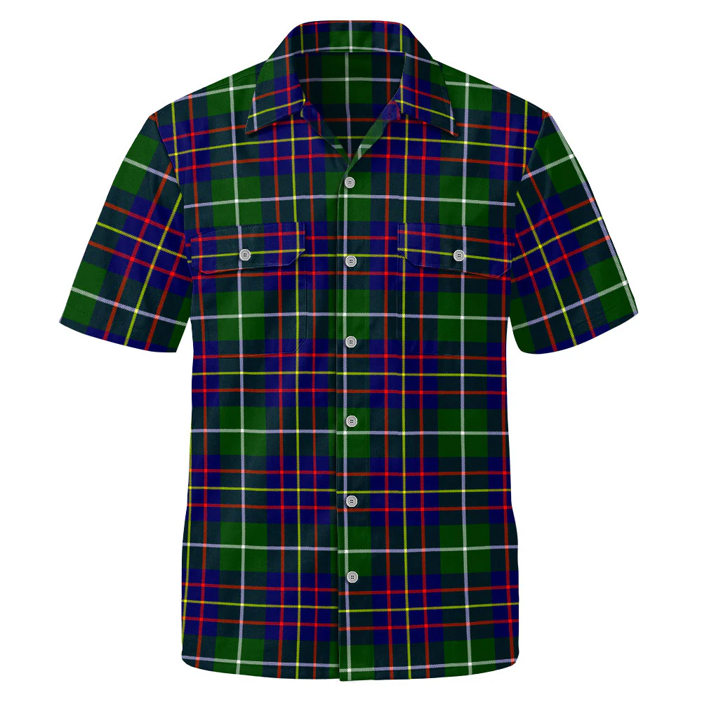Scottish Inglis Modern Clan Badge Tartan Short Sleeve Work Shirt