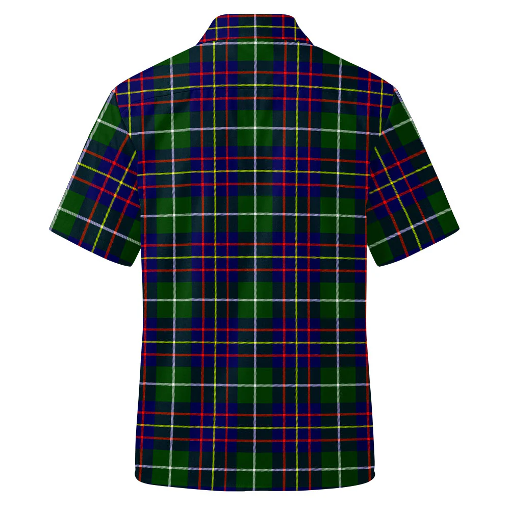 Scottish Inglis Modern Clan Badge Tartan Short Sleeve Work Shirt - Image 3
