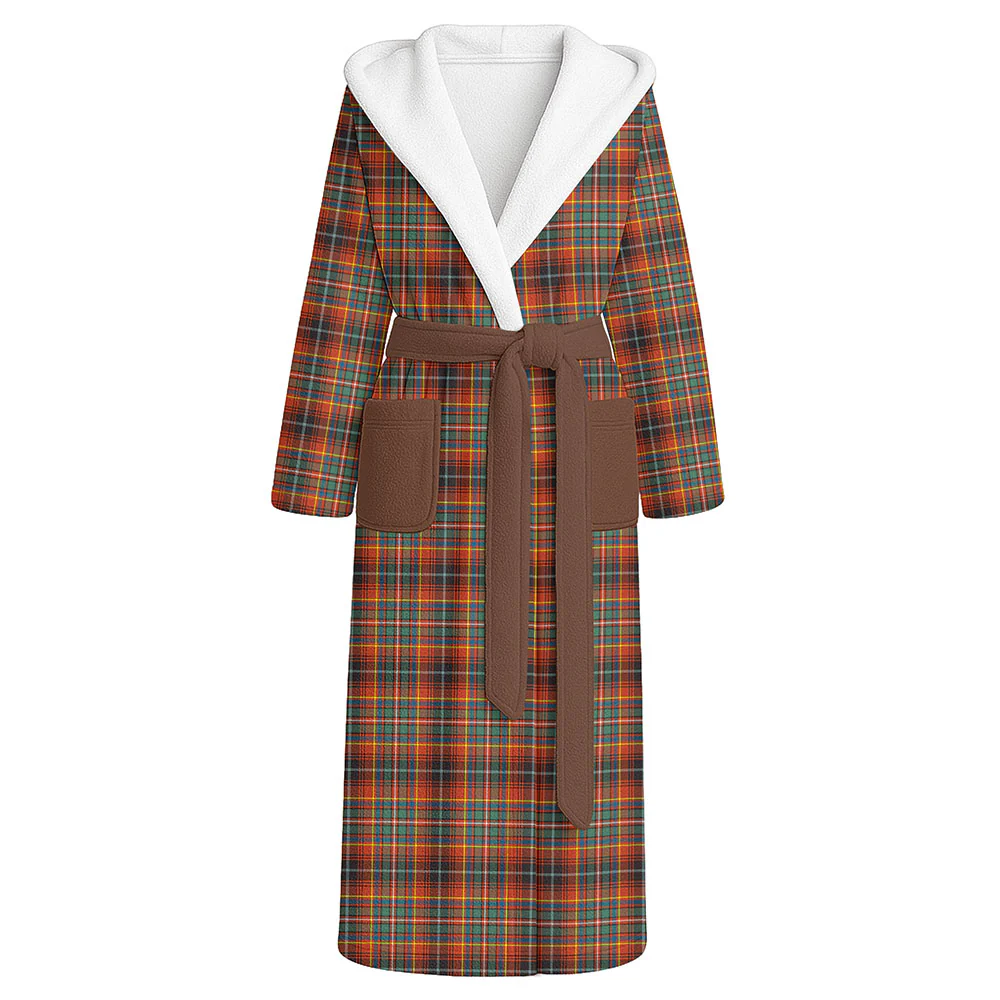 Scottish Innes Ancient Clan Badge Tartan Flannel Hooded Bathrobe