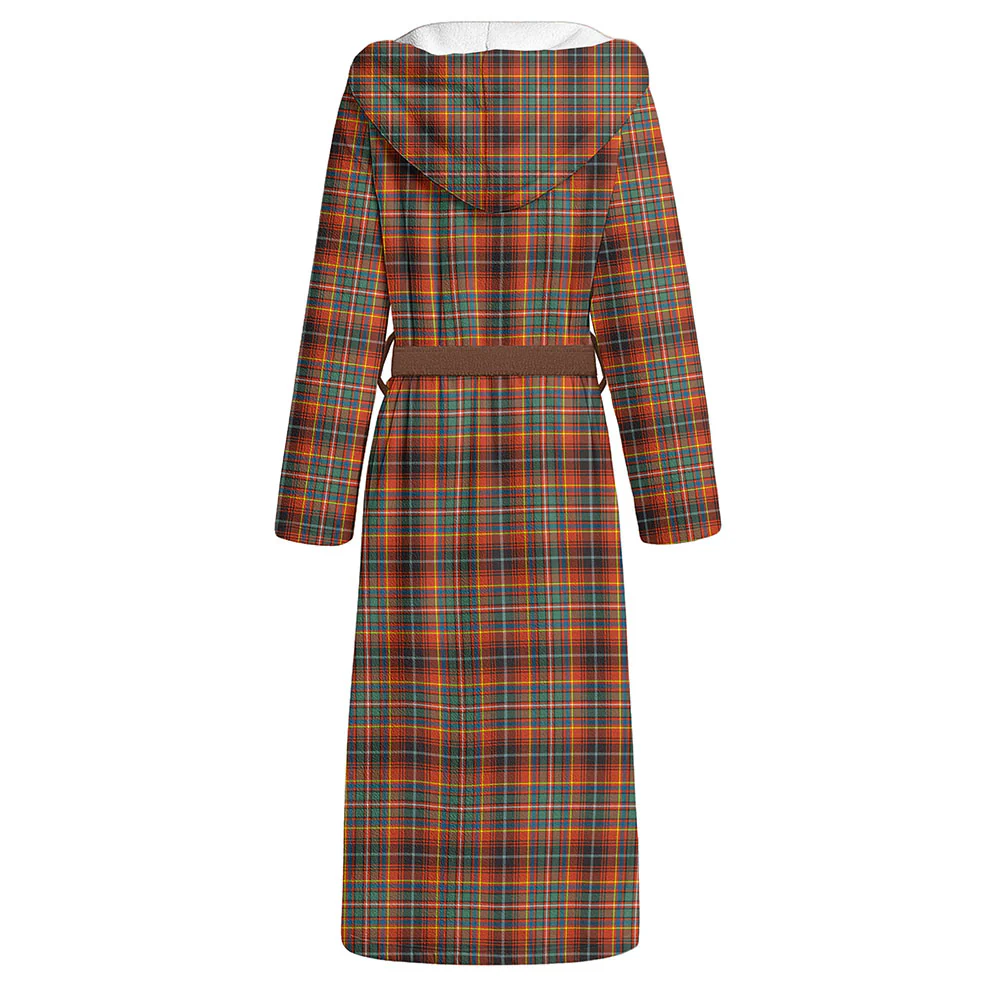 Scottish Innes Ancient Clan Badge Tartan Flannel Hooded Bathrobe - Image 2