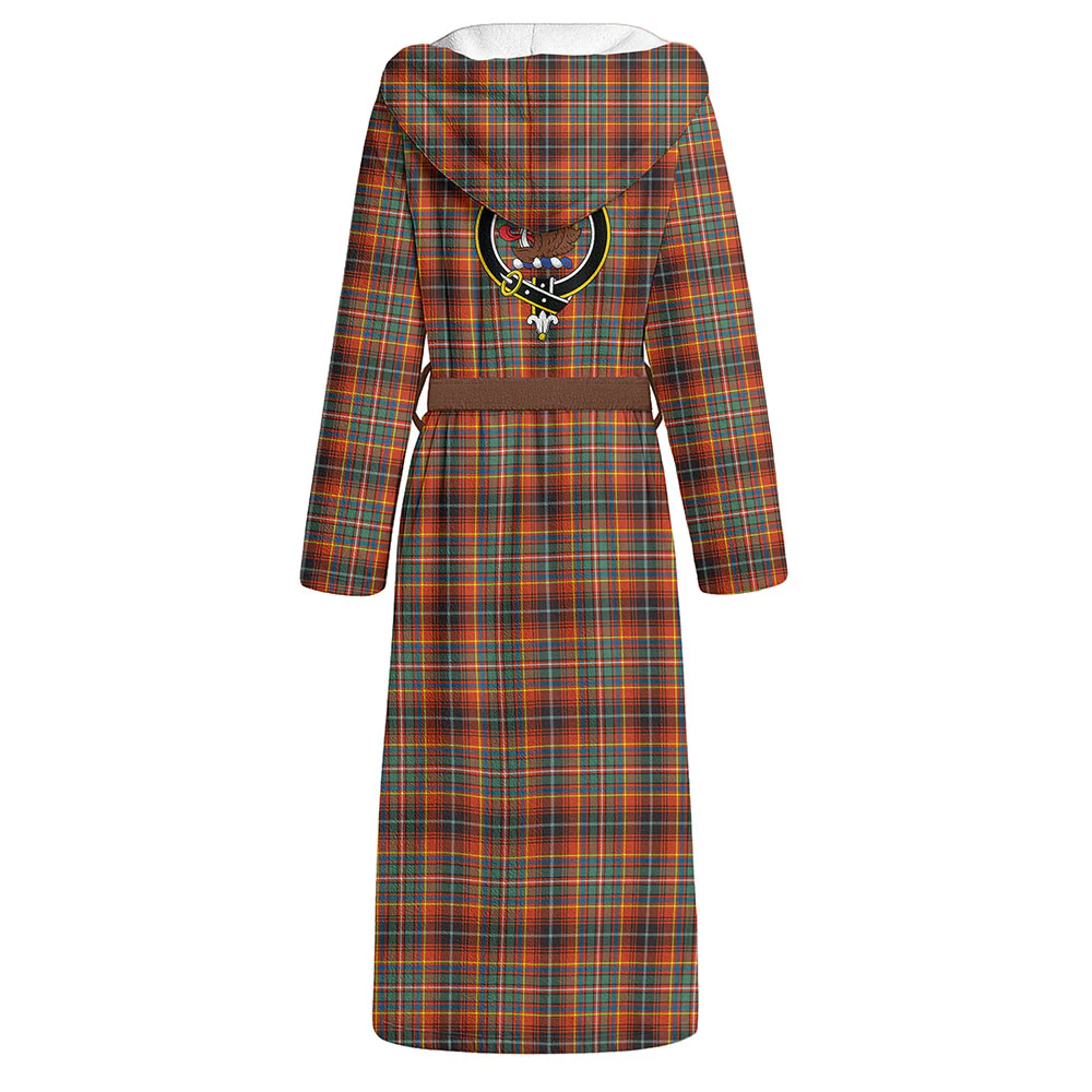 Scottish Innes Ancient Clan Badge Tartan Flannel Hooded Bathrobe - Image 3