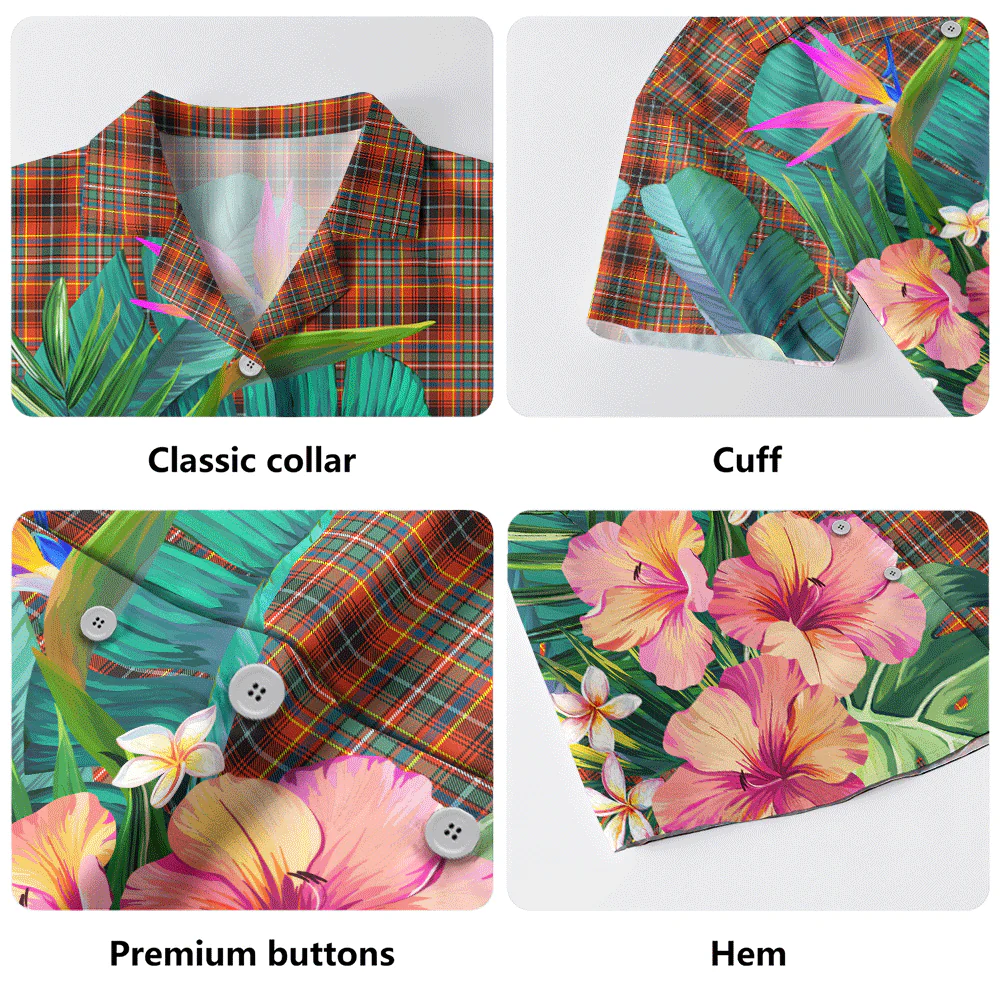 Scottish Innes Ancient Clan Badge Tartan Hawaiian Shirt Bouquet Tropical Style - Image 5