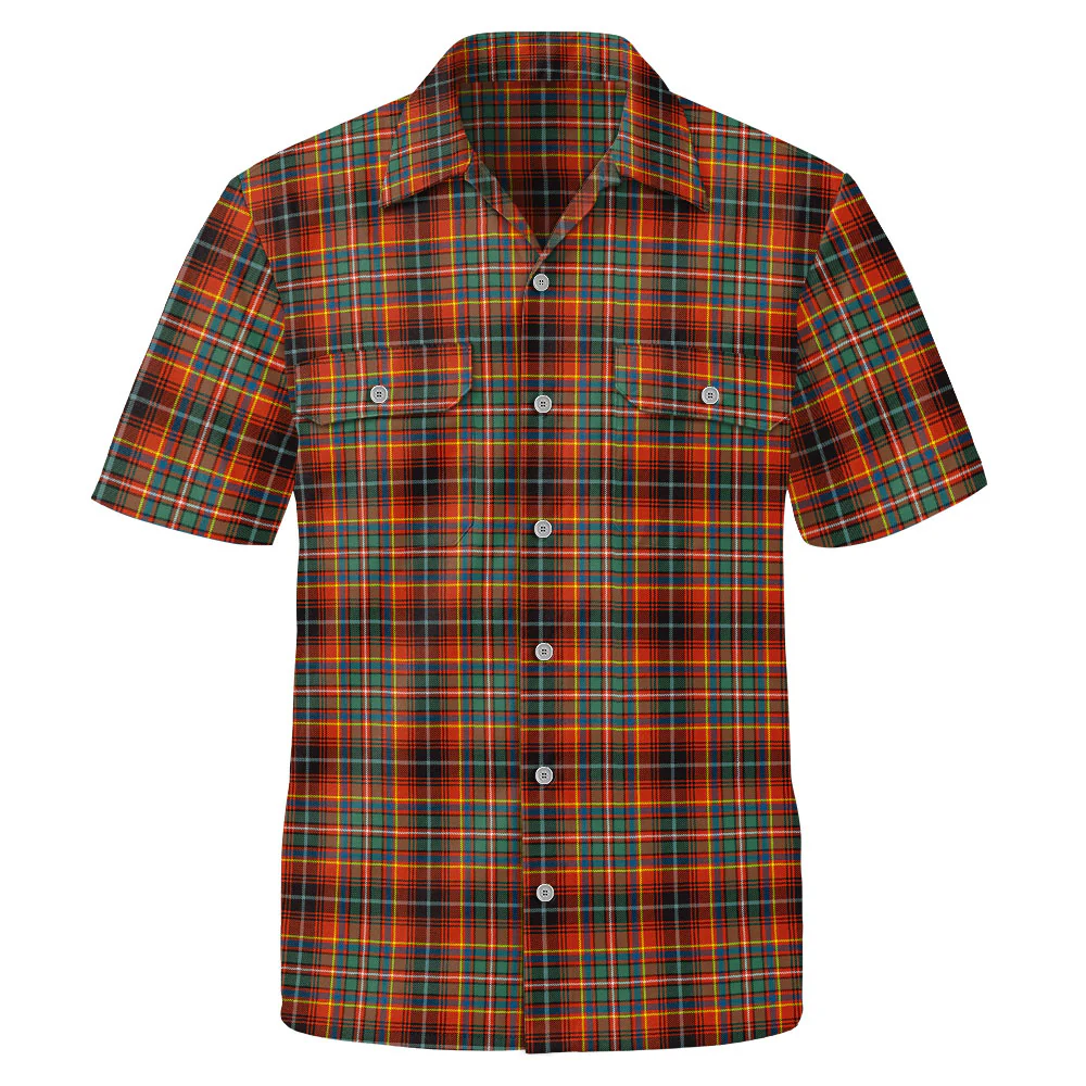 Scottish Innes Ancient Clan Badge Tartan Short Sleeve Work Shirt
