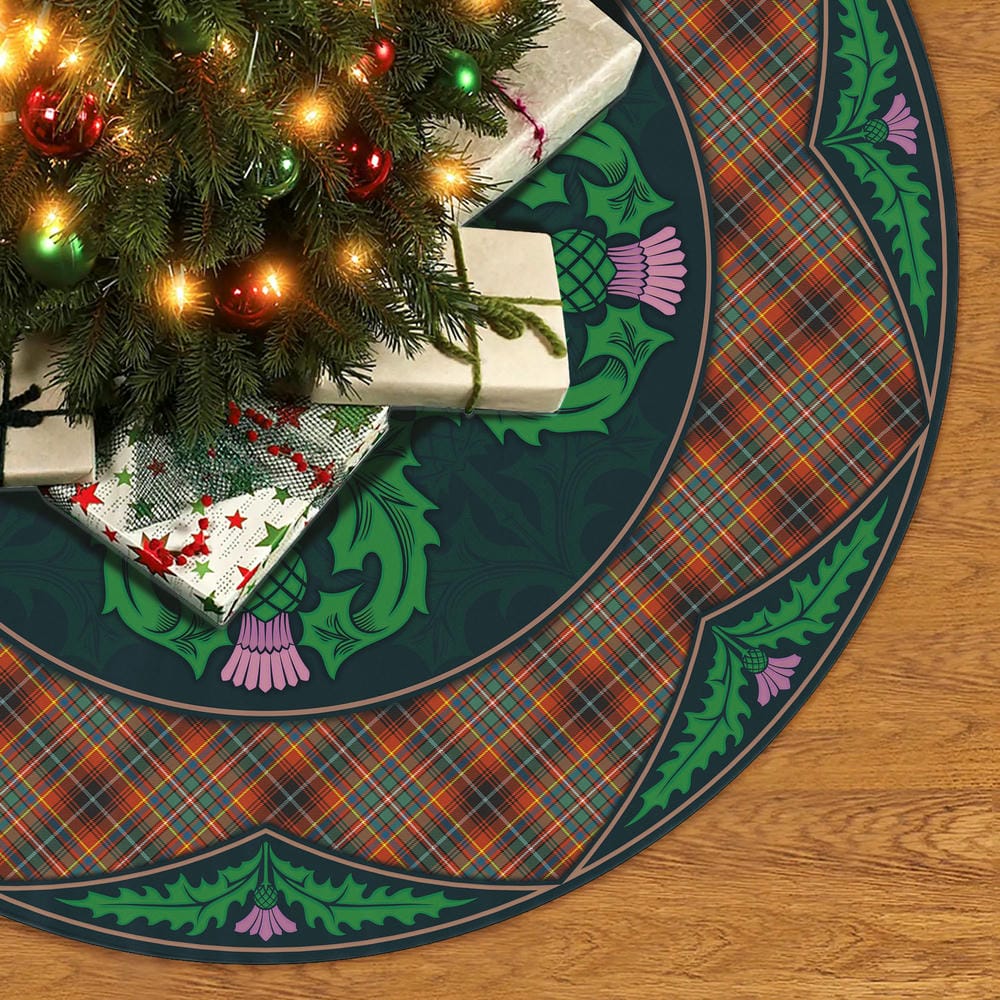 Scottish Innes Ancient Tartan Christmas Tree Skirt Old Scottish Thistle Flower - Image 2