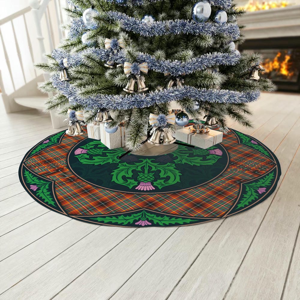 Scottish Innes Ancient Tartan Christmas Tree Skirt Old Scottish Thistle Flower - Image 3