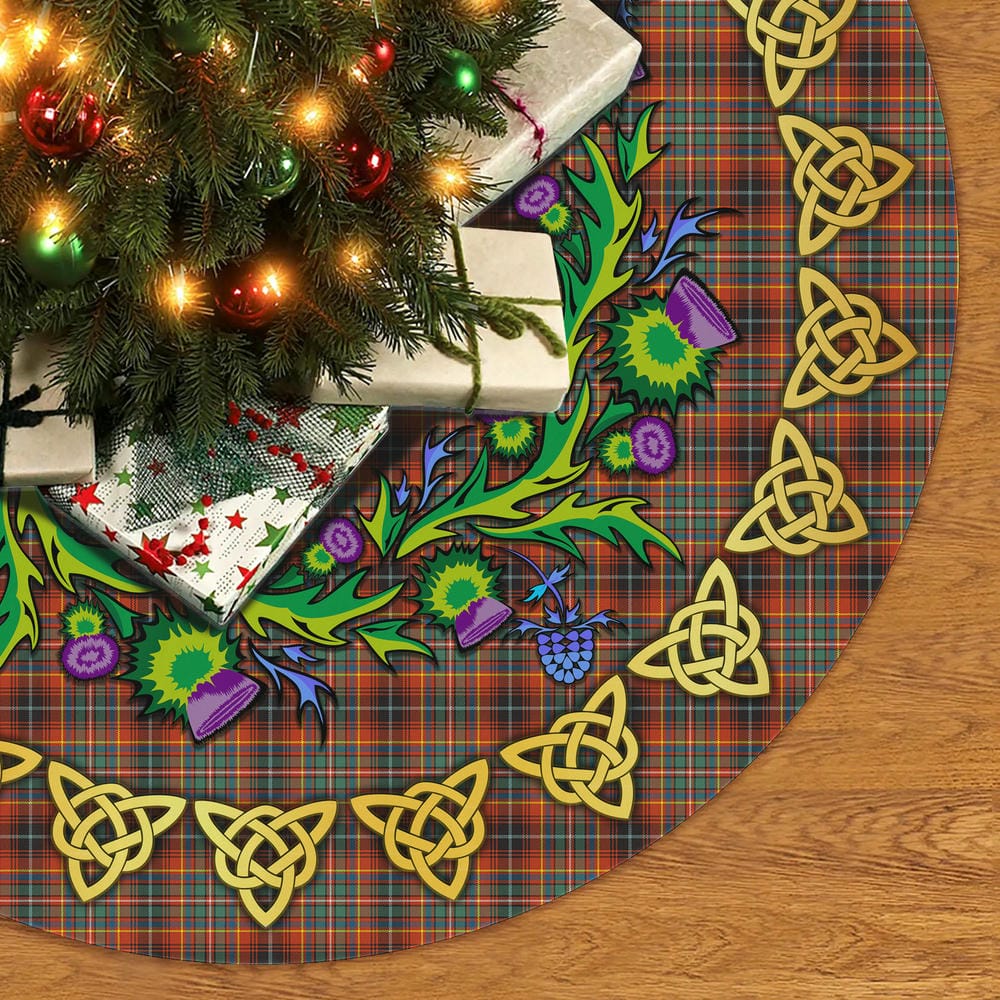 Scottish Innes Ancient Tartan Thistle Celtic Knot Christmas Tree Skirt - Image 2