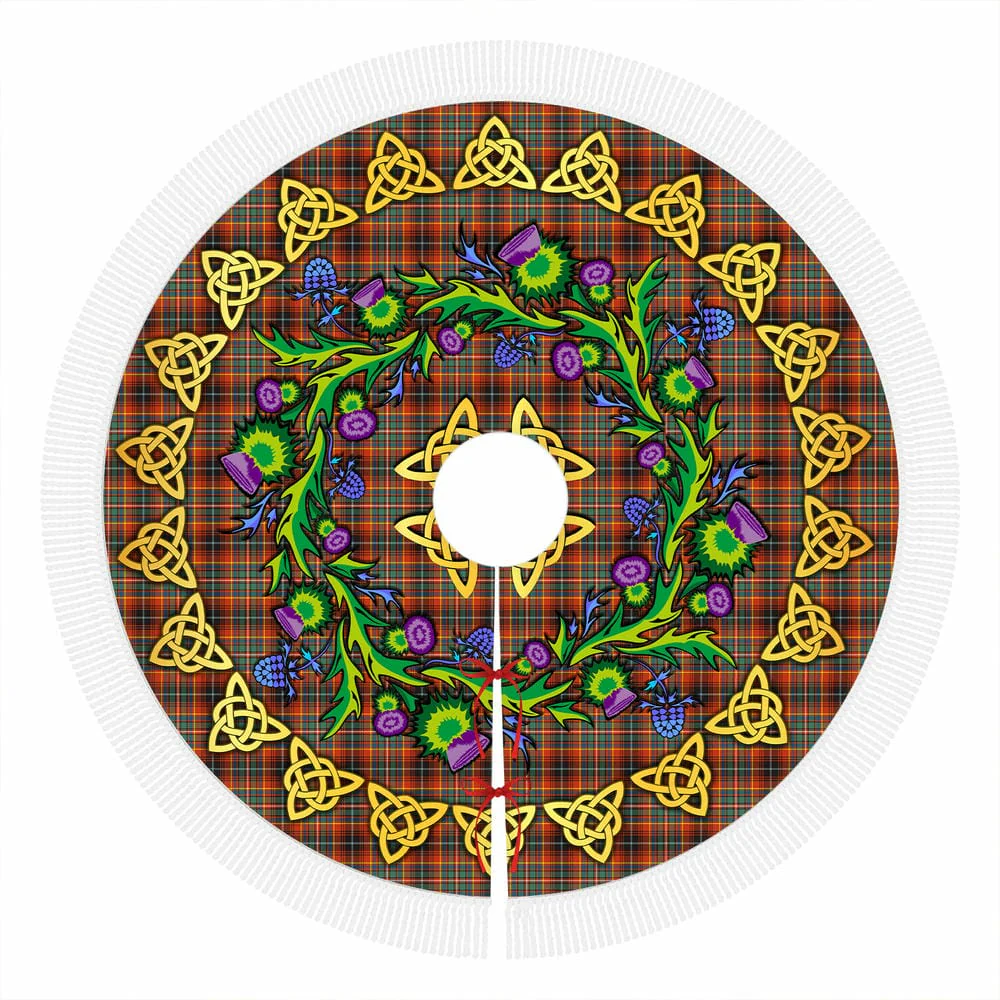 Scottish Innes Ancient Tartan Thistle Celtic Knot Christmas Tree Skirt - Image 4