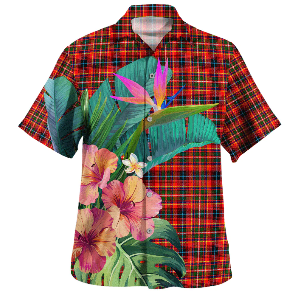 Scottish Innes Modern Clan Badge Tartan Hawaiian Shirt Bouquet Tropical Style - Image 2