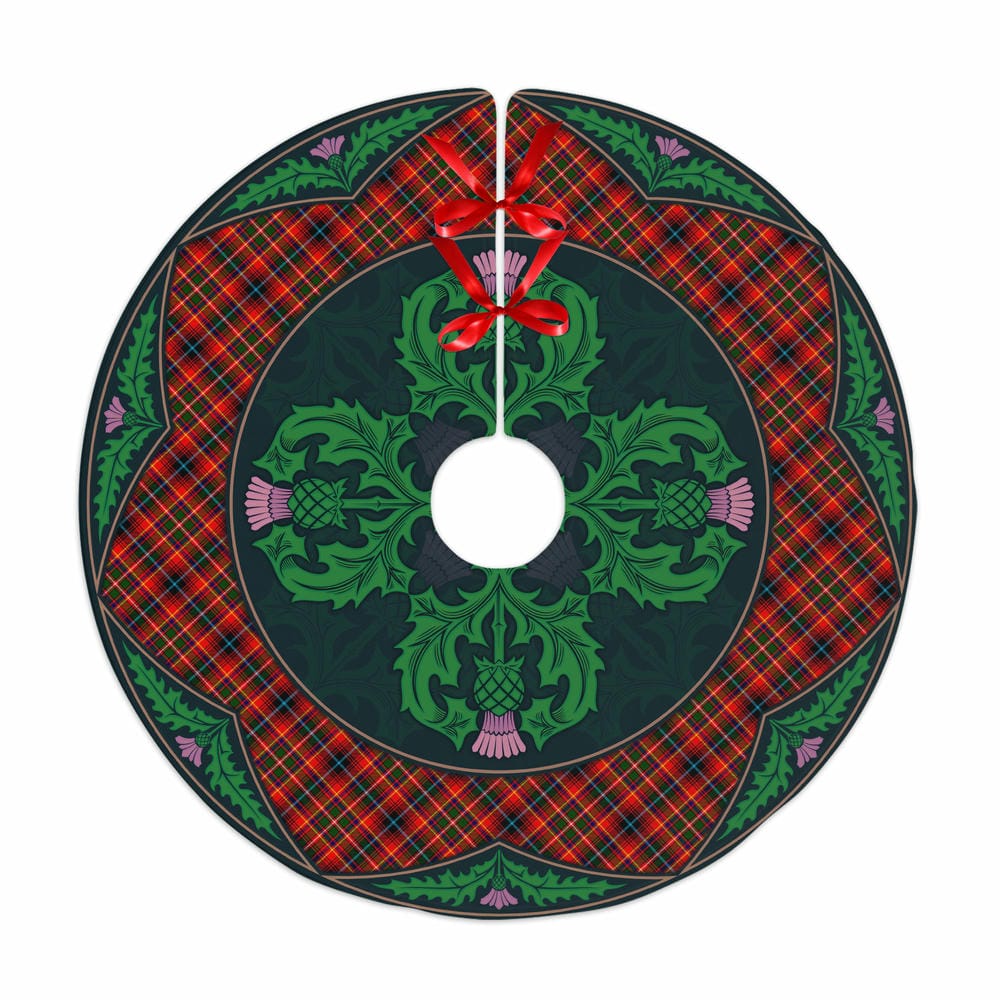 Scottish Innes Modern Tartan Christmas Tree Skirt Old Scottish Thistle Flower