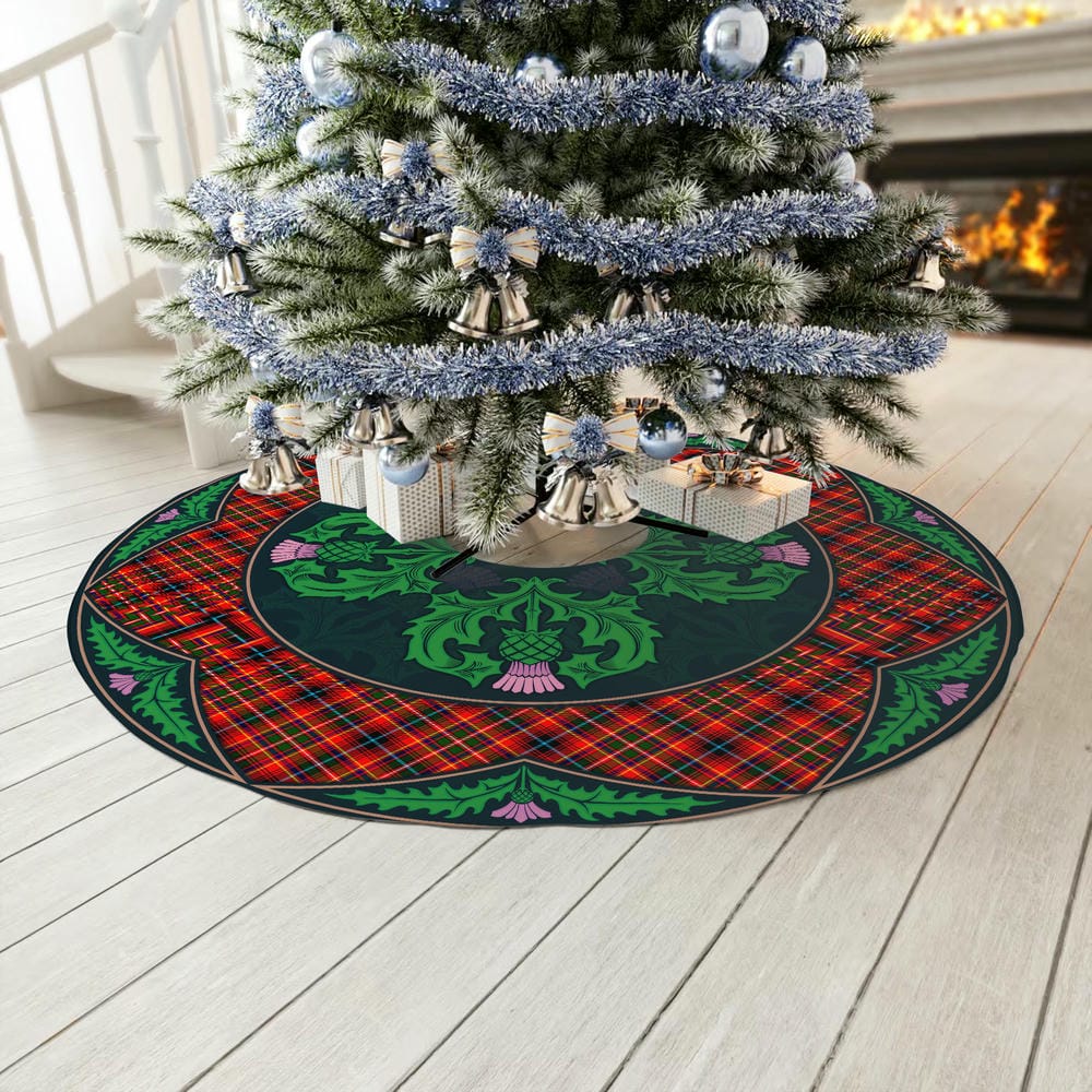 Scottish Innes Modern Tartan Christmas Tree Skirt Old Scottish Thistle Flower - Image 3