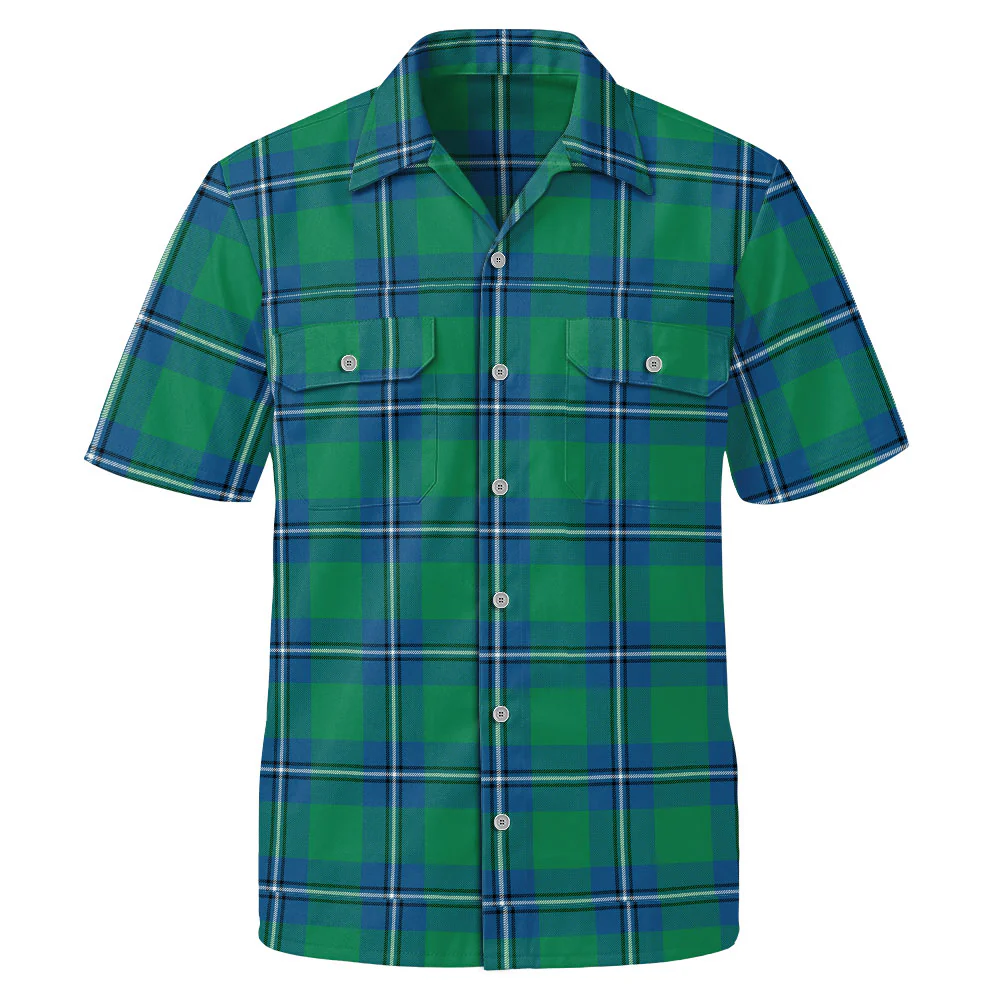 Scottish Irvine Ancient Clan Badge Tartan Short Sleeve Work Shirt
