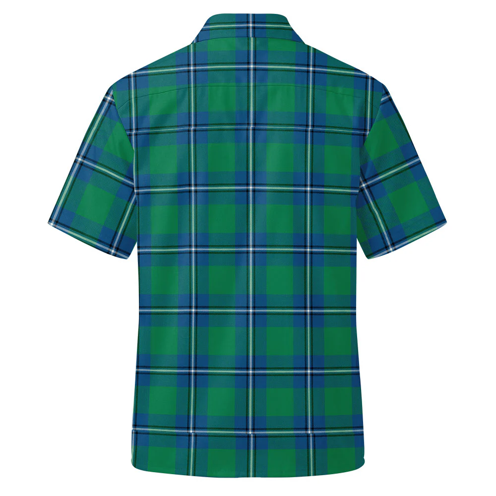Scottish Irvine Ancient Clan Badge Tartan Short Sleeve Work Shirt - Image 3