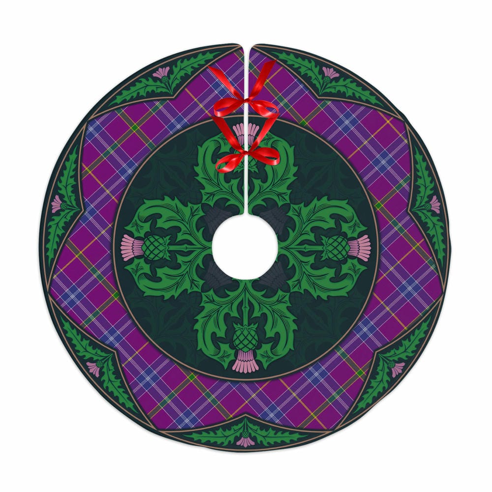 Scottish Jackson Tartan Christmas Tree Skirt Old Scottish Thistle Flower