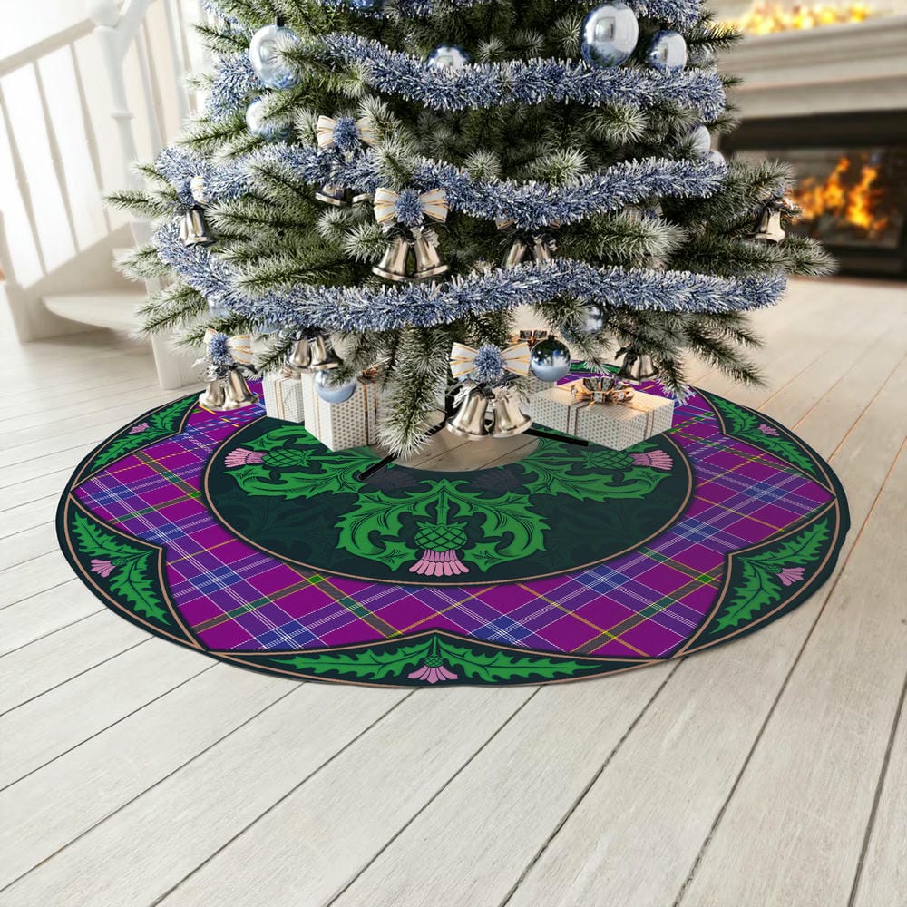 Scottish Jackson Tartan Christmas Tree Skirt Old Scottish Thistle Flower - Image 3
