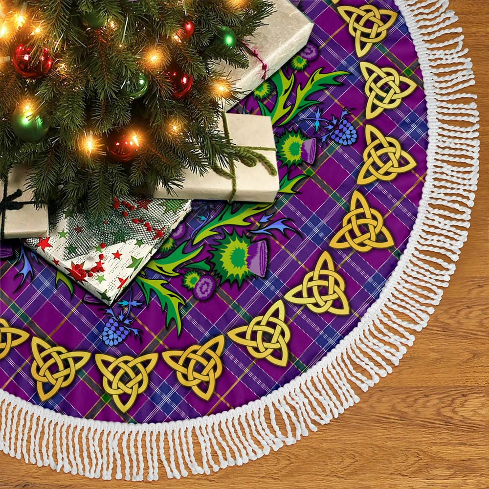 Scottish Jackson Tartan Thistle Celtic Knot Christmas Tree Skirt - Image 5