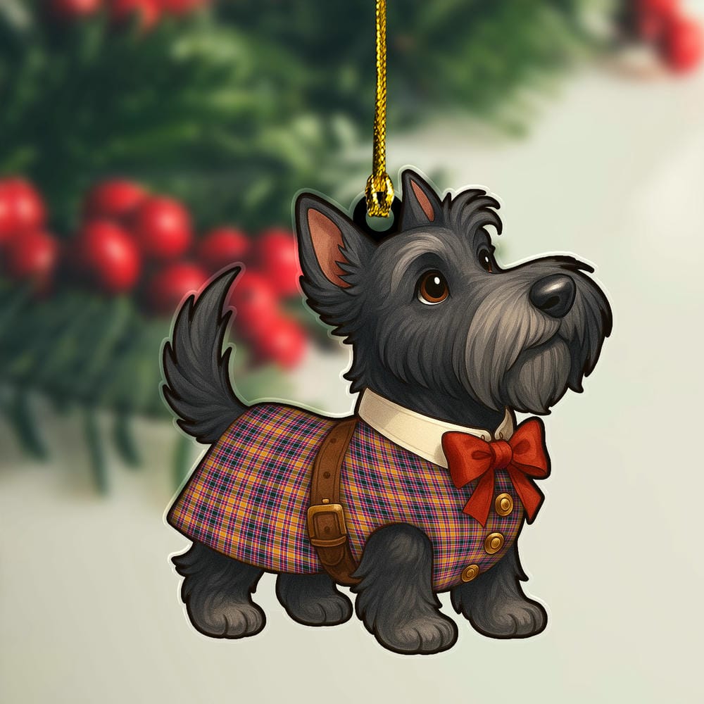 Scottish Jacobite Tartan Ornament Scottie Dog