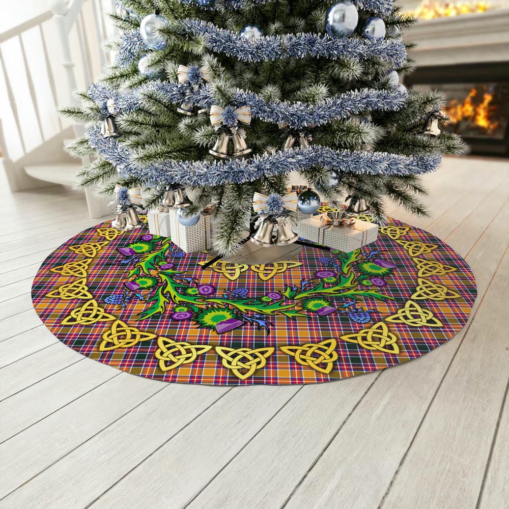 Scottish Jacobite Tartan Thistle Celtic Knot Christmas Tree Skirt - Image 3