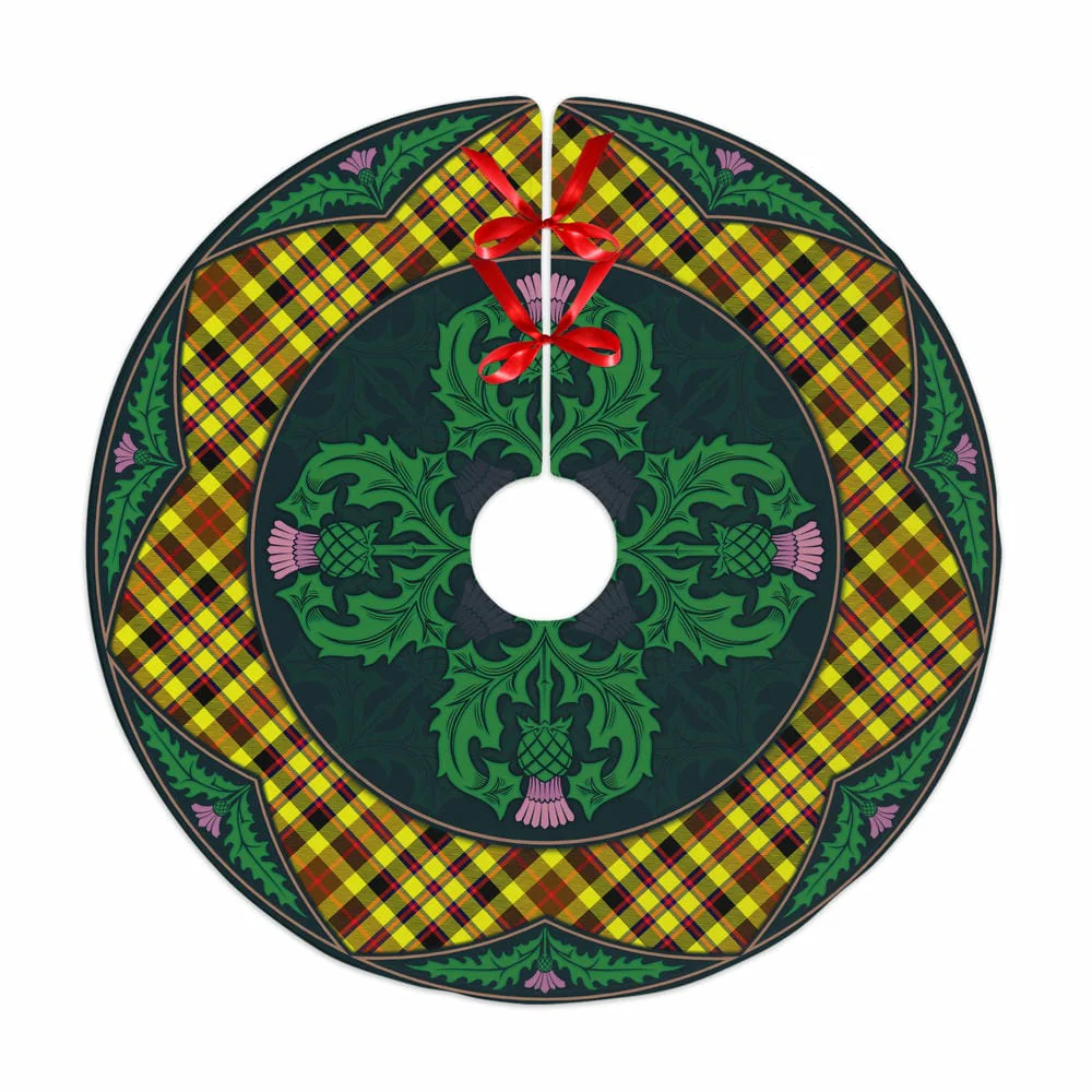 Scottish Jardine Tartan Christmas Tree Skirt Old Scottish Thistle Flower