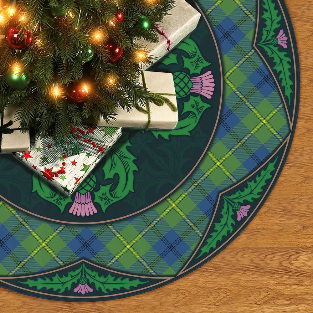 Scottish Johnston Ancient Tartan Christmas Tree Skirt Old Scottish Thistle Flower - Image 2