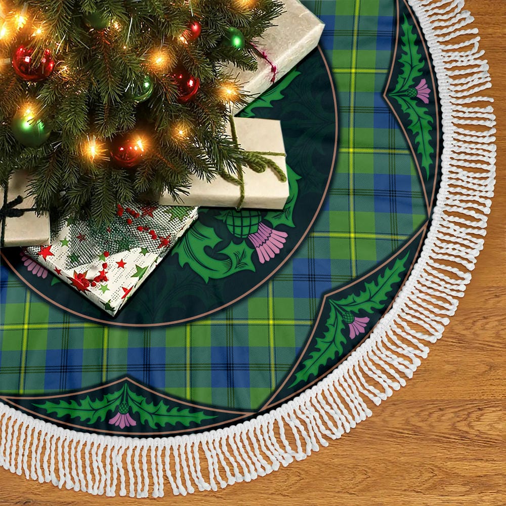 Scottish Johnston Ancient Tartan Christmas Tree Skirt Old Scottish Thistle Flower - Image 5