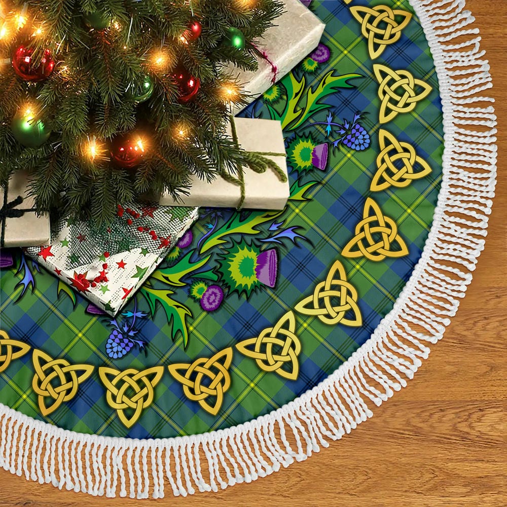Scottish Johnston Ancient Tartan Thistle Celtic Knot Christmas Tree Skirt - Image 5