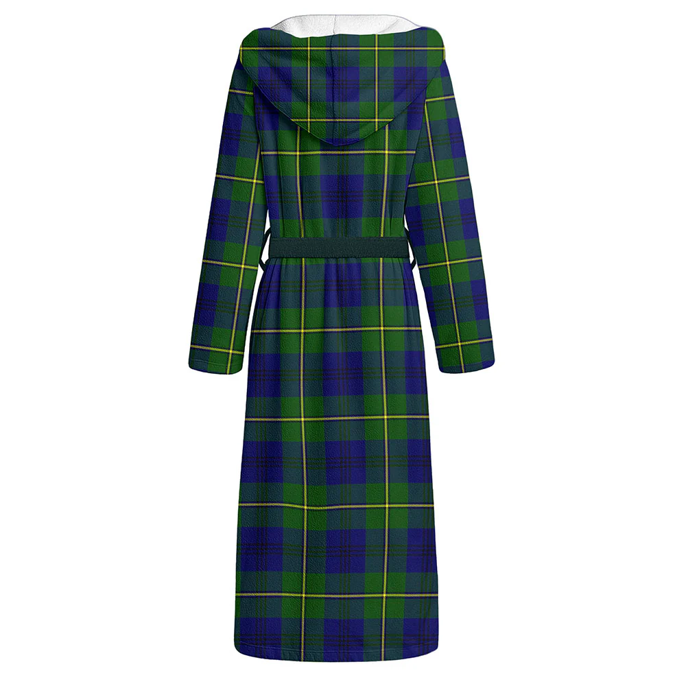 Scottish Johnston Modern Clan Badge Tartan Flannel Hooded Bathrobe - Image 2