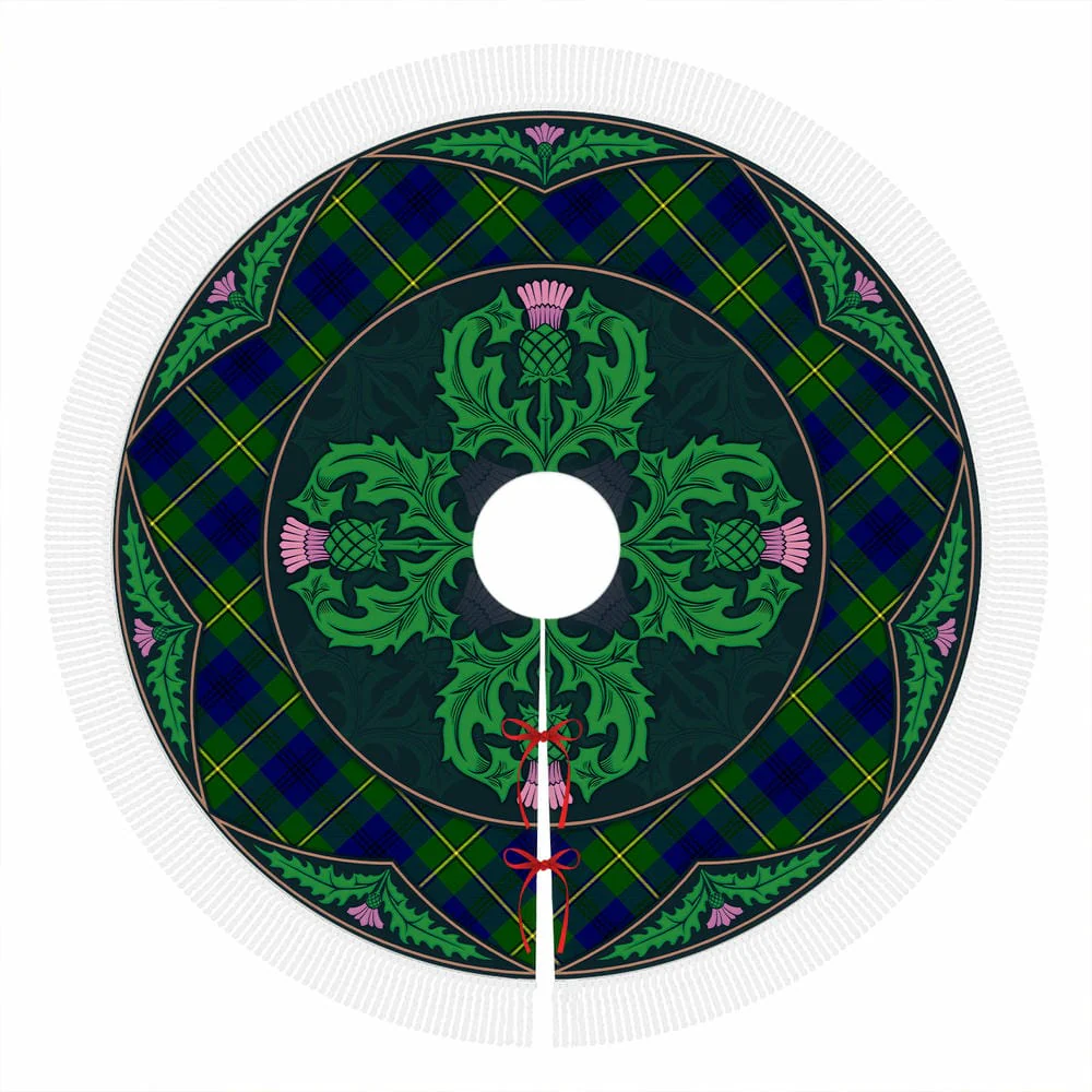 Scottish Johnston Modern Tartan Christmas Tree Skirt Old Scottish Thistle Flower - Image 4