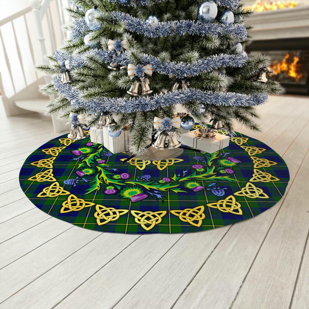 Scottish Johnston Modern Tartan Thistle Celtic Knot Christmas Tree Skirt - Image 3