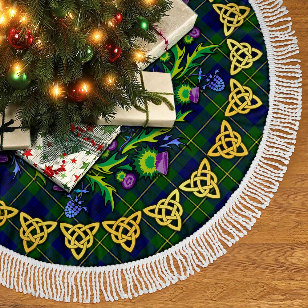 Scottish Johnston Modern Tartan Thistle Celtic Knot Christmas Tree Skirt - Image 5
