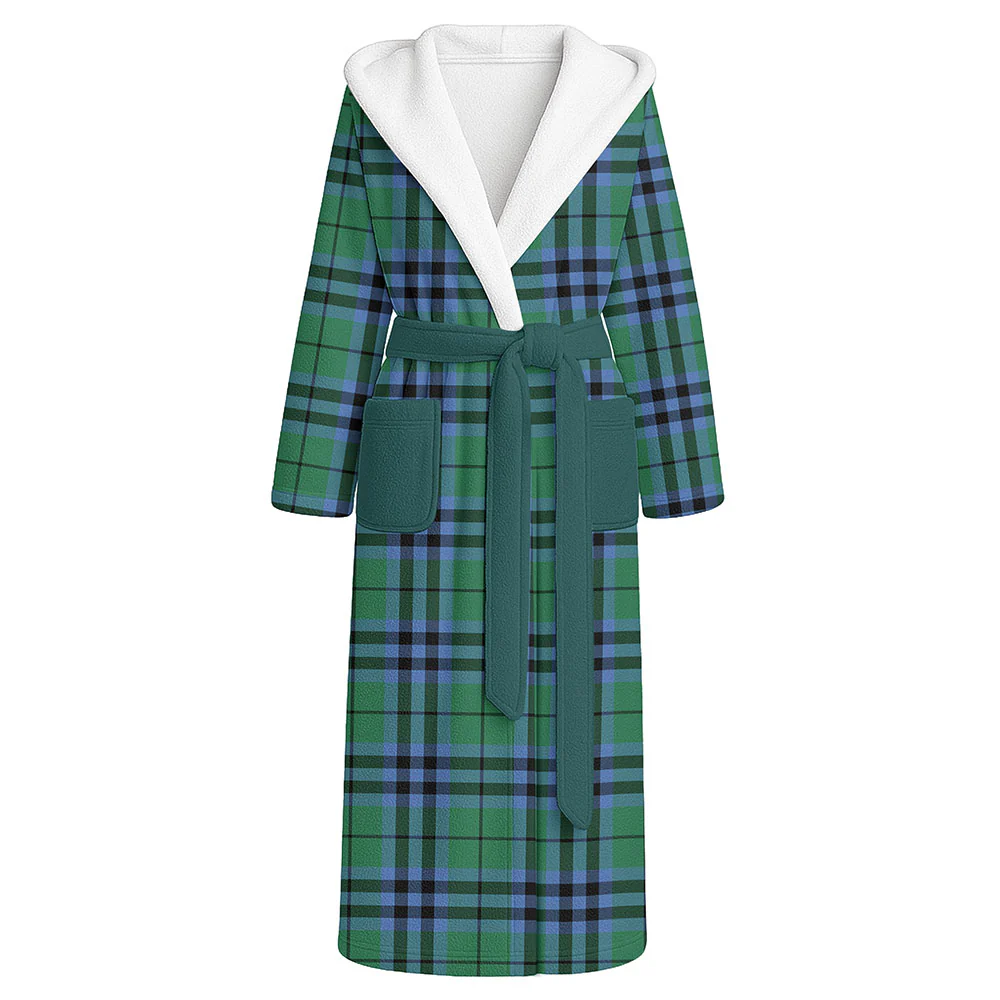 Scottish Keith Ancient Clan Badge Tartan Flannel Hooded Bathrobe