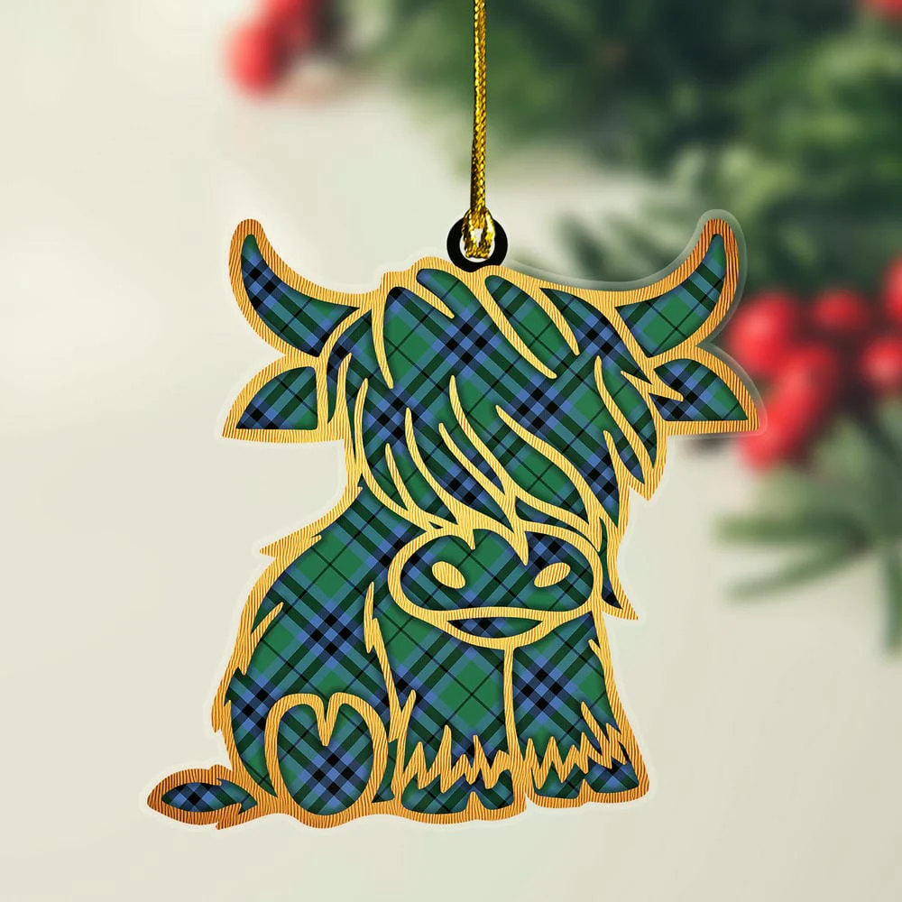 Scottish Keith Ancient Tartan Highland Cow Ornament