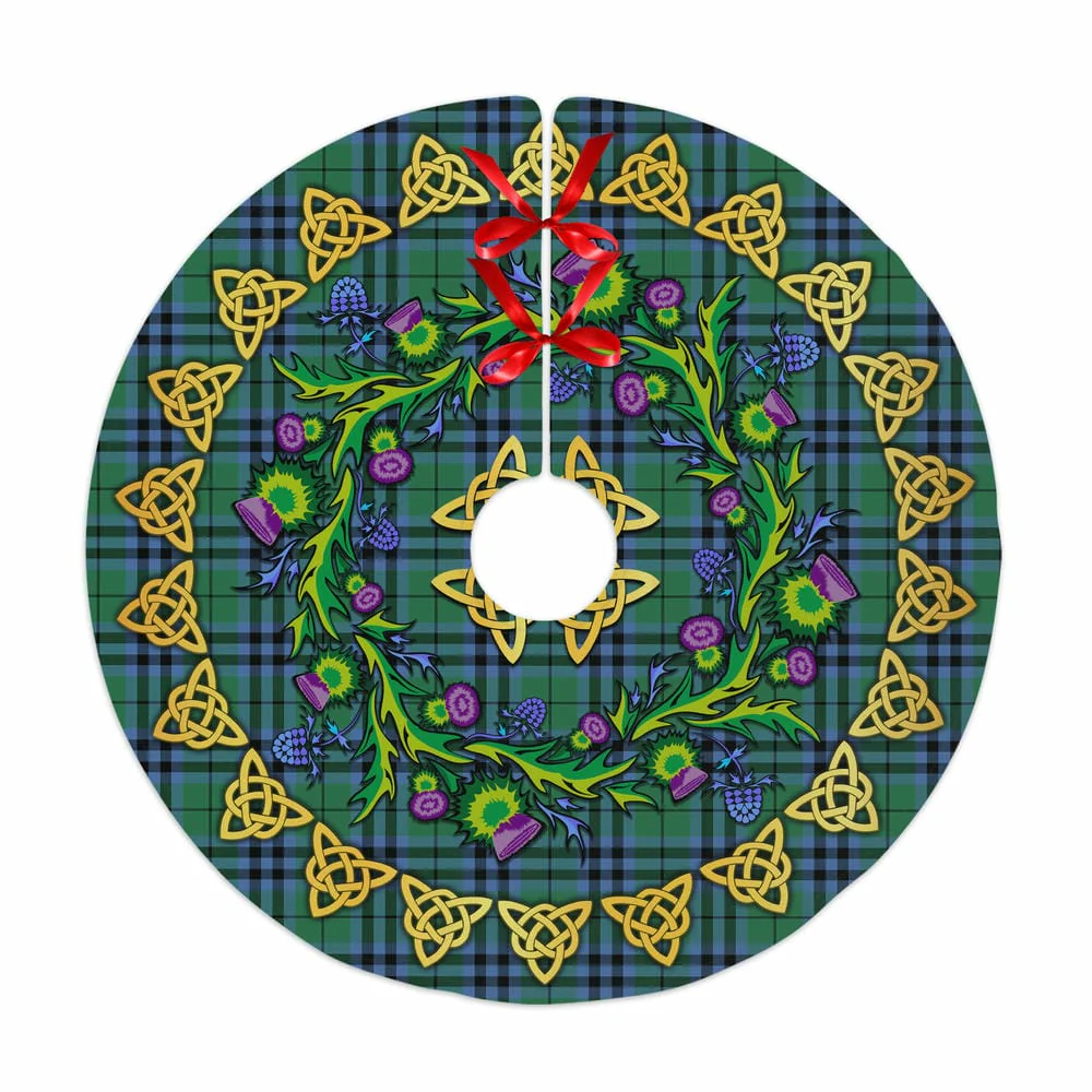 Scottish Keith Ancient Tartan Thistle Celtic Knot Christmas Tree Skirt