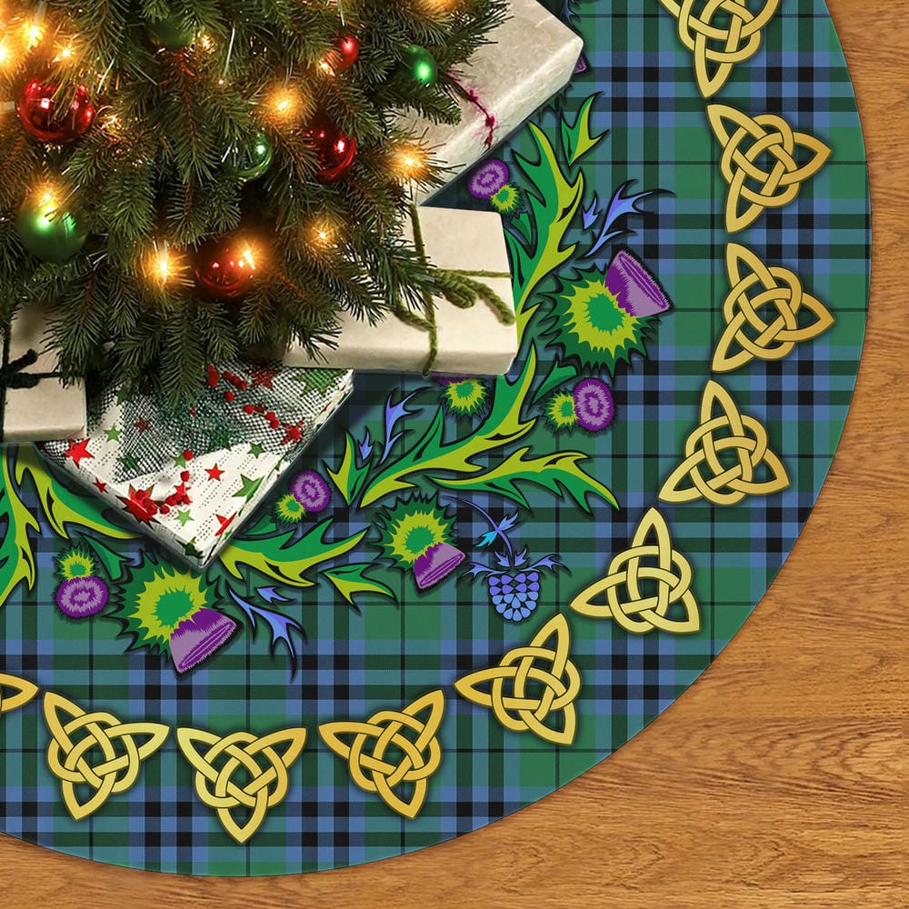 Scottish Keith Ancient Tartan Thistle Celtic Knot Christmas Tree Skirt - Image 2