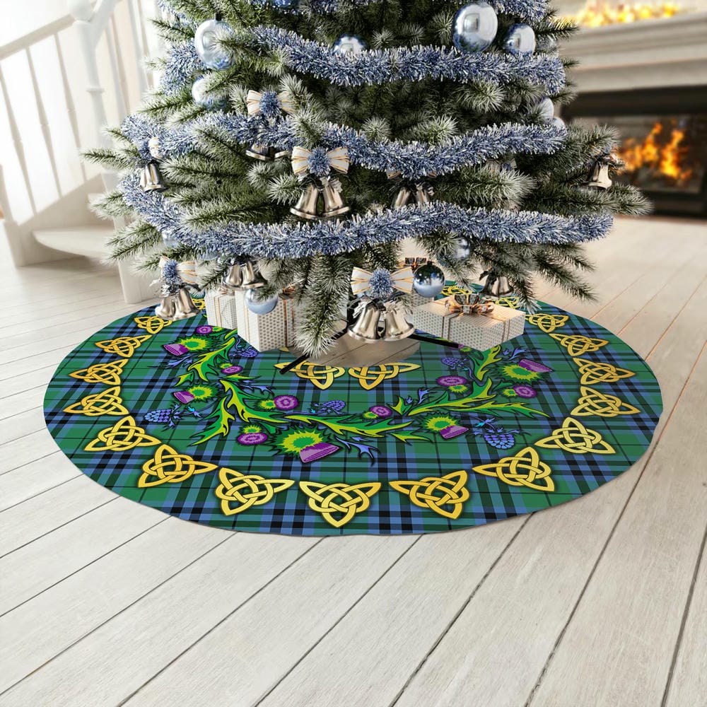 Scottish Keith Ancient Tartan Thistle Celtic Knot Christmas Tree Skirt - Image 3