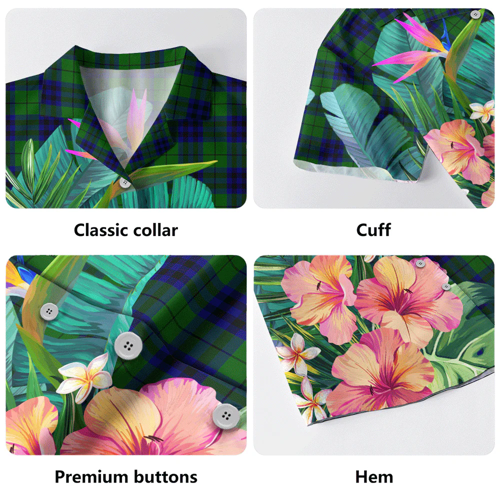 Scottish Keith Modern Clan Badge Tartan Hawaiian Shirt Bouquet Tropical Style - Image 5