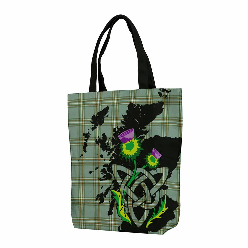 Scottish Kelly Dress Tartan Canvas Bag With Shoulder Strap With Thistle