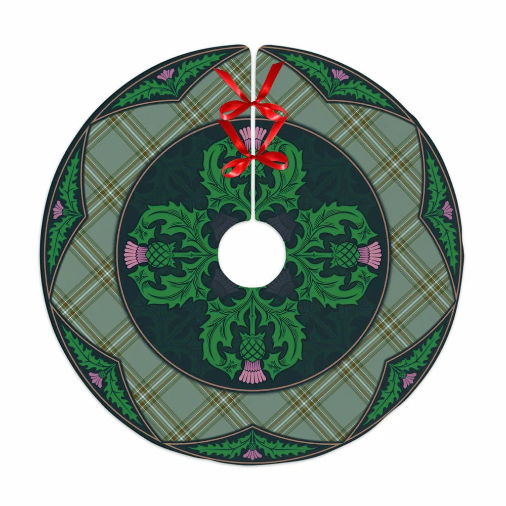 Scottish Kelly Dress Tartan Christmas Tree Skirt Old Scottish Thistle Flower