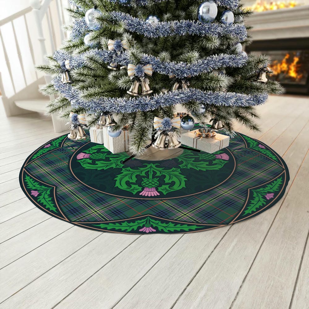 Scottish Kennedy Modern Tartan Christmas Tree Skirt Old Scottish Thistle Flower - Image 3