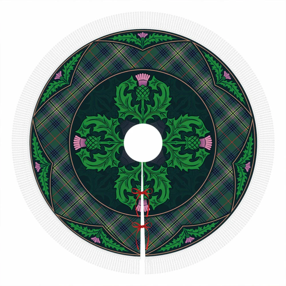 Scottish Kennedy Modern Tartan Christmas Tree Skirt Old Scottish Thistle Flower - Image 4