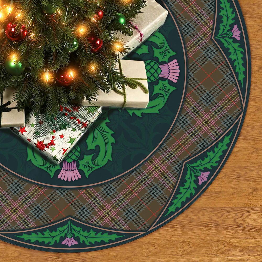 Scottish Kennedy Weathered Tartan Christmas Tree Skirt Old Scottish Thistle Flower - Image 2