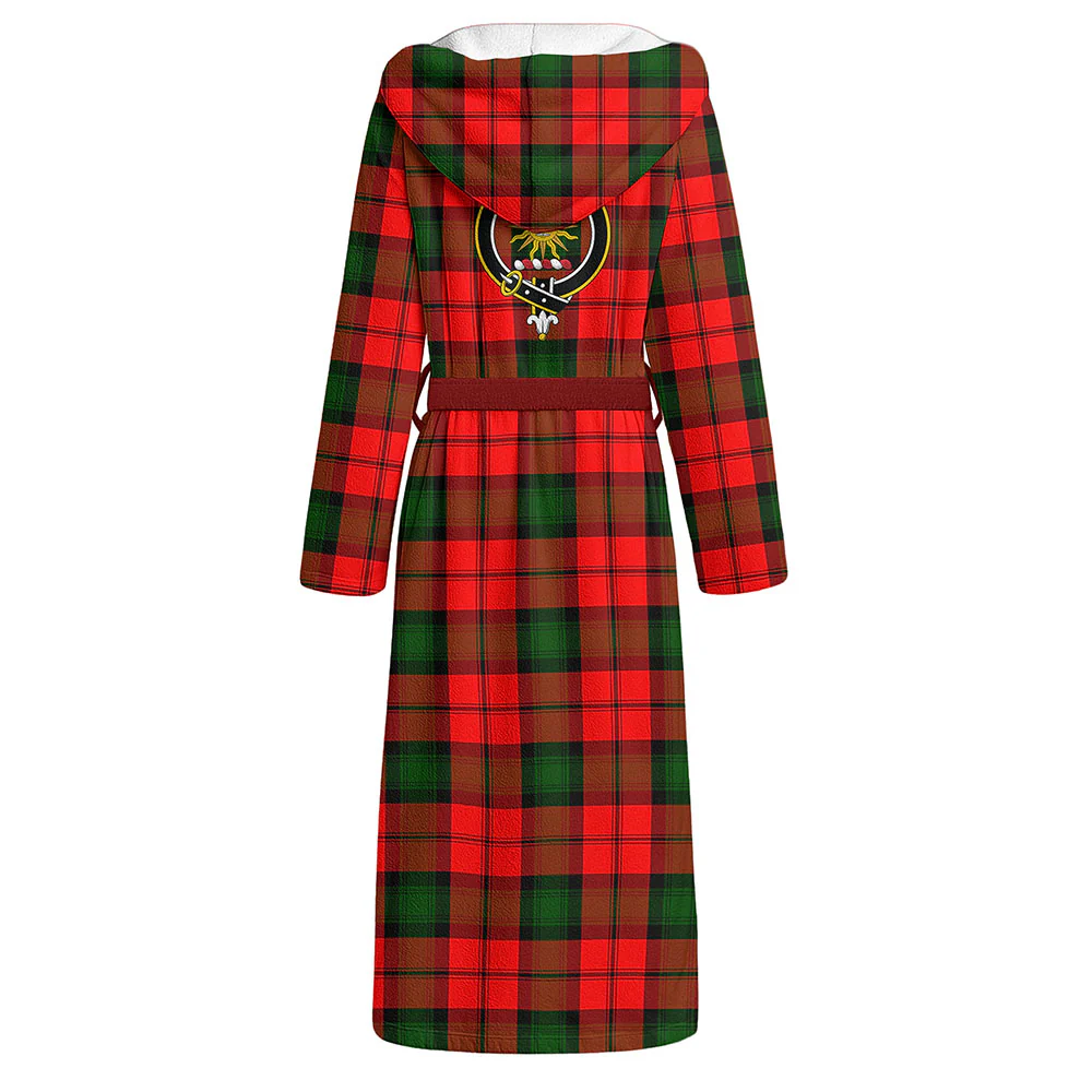 Scottish Kerr Modern Clan Badge Tartan Flannel Hooded Bathrobe - Image 3