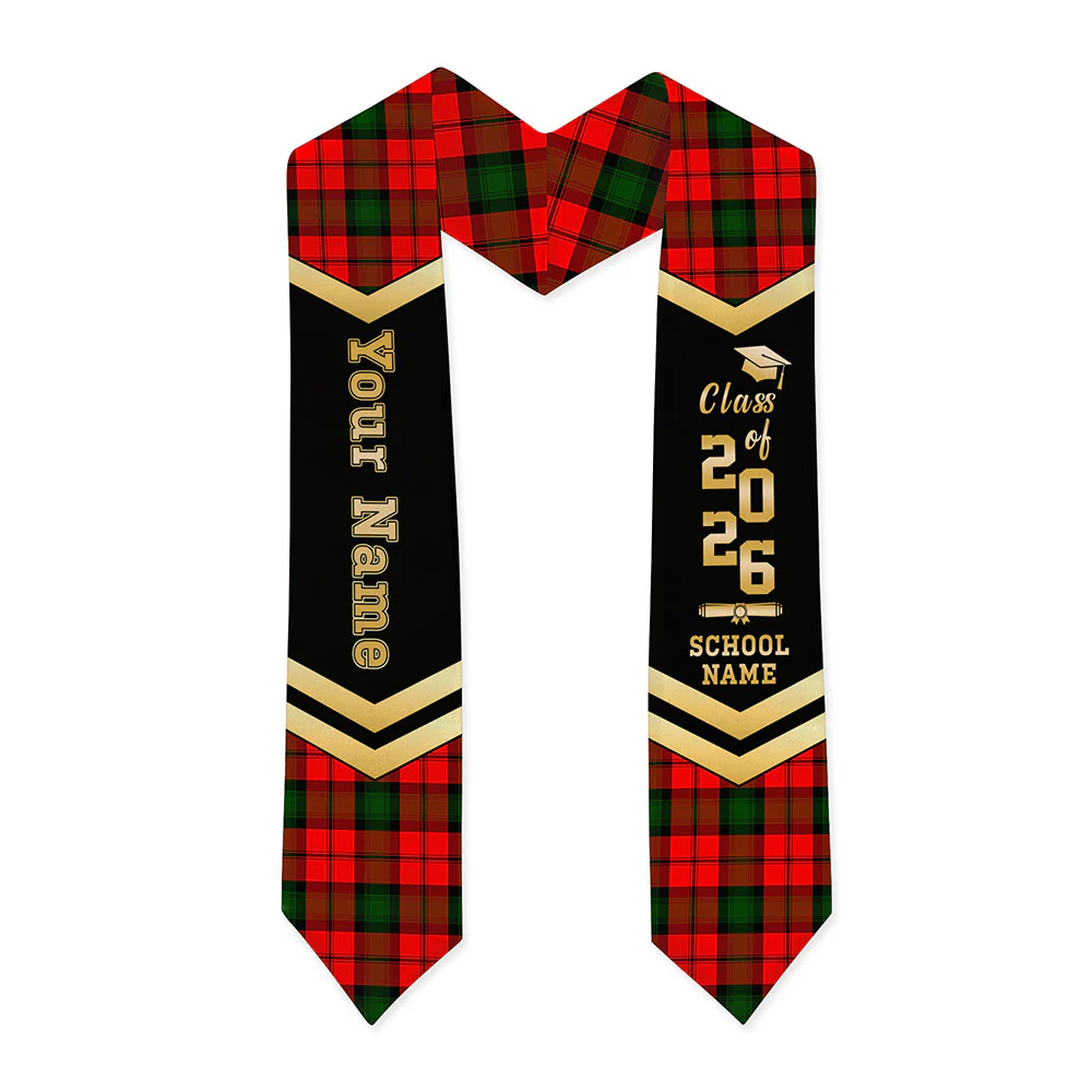 Scottish Kerr Modern Clan Badge Tartan Graduation Stole Black Gold Honor - Image 3