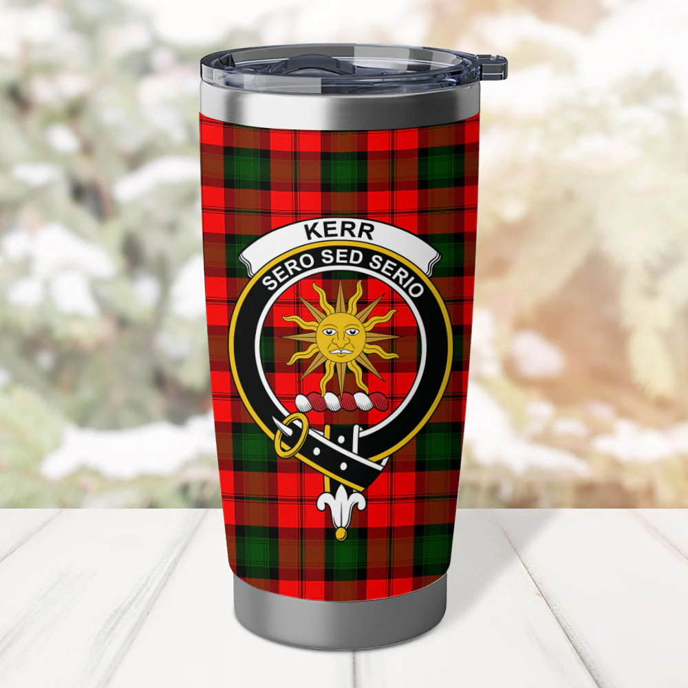 Scottish Kerr Modern Clan Badge Tartan Tumbler - Image 2