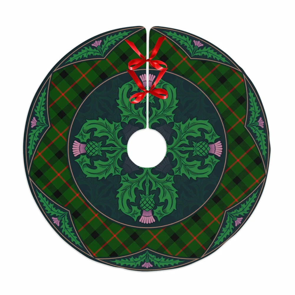 Scottish Kincaid Modern Tartan Christmas Tree Skirt Old Scottish Thistle Flower