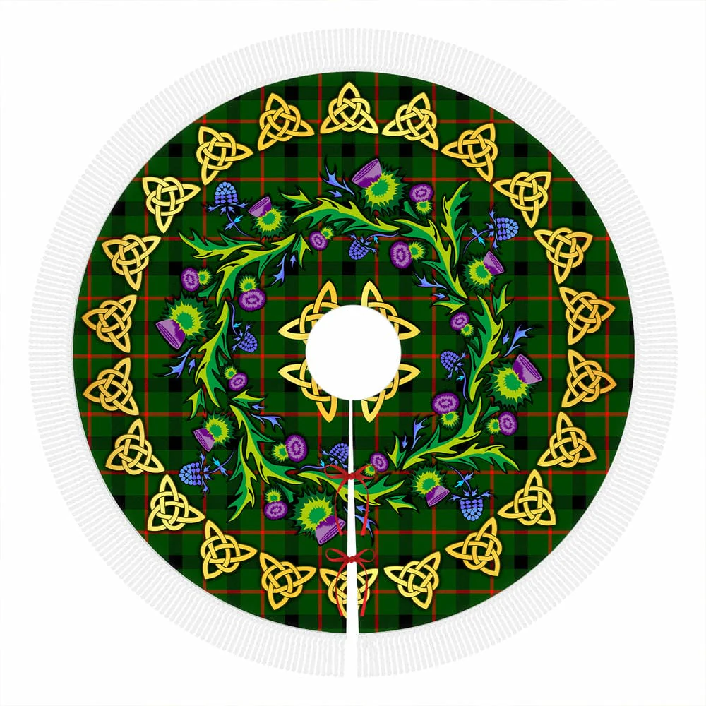 Scottish Kincaid Modern Tartan Thistle Celtic Knot Christmas Tree Skirt - Image 4