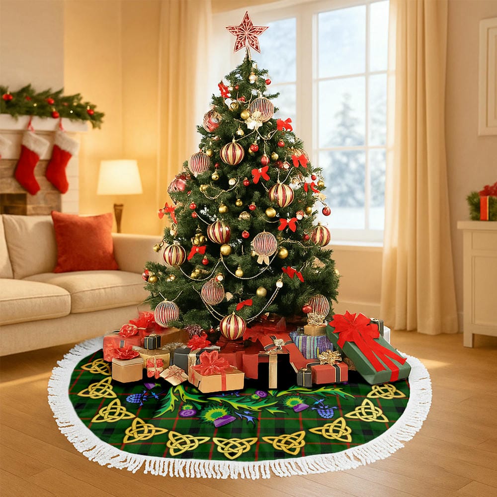 Scottish Kincaid Modern Tartan Thistle Celtic Knot Christmas Tree Skirt - Image 6