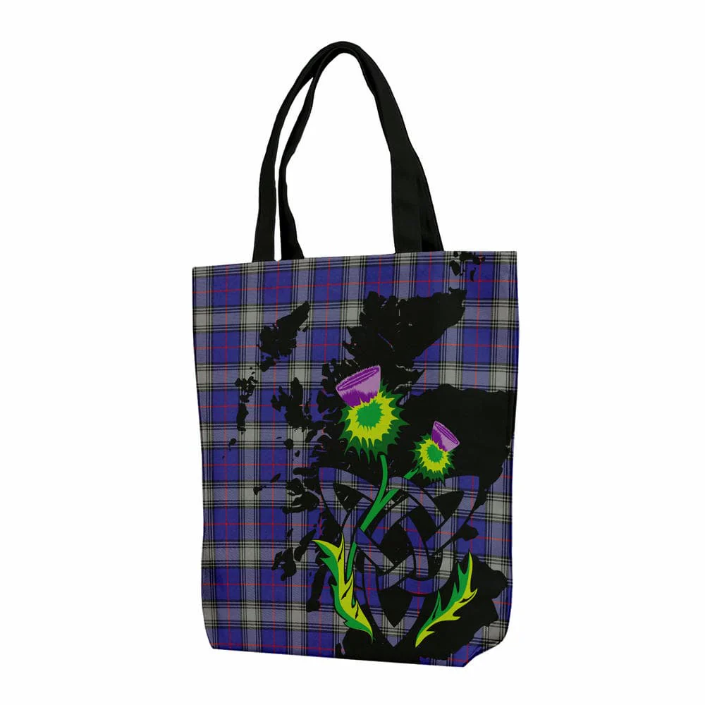 Scottish Kinnaird Tartan Canvas Bag With Shoulder Strap With Thistle